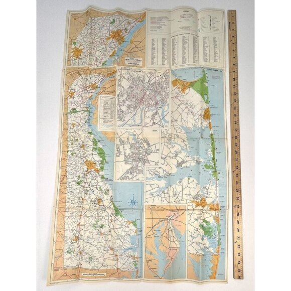 1990 DELAWARE Small Wonder Official State MAP Transportation Travel Tourism EUC - Picture 4 of 5
